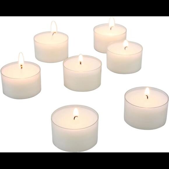 Bulk Unscented Smokeless Long Clear Cup Tea Light Candles with 8 Hour Extended - Picture 4 of 7